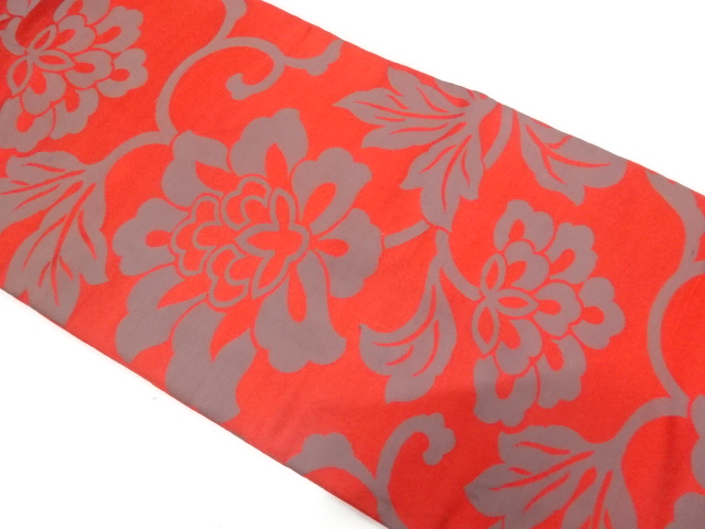 JAPANESE KIMONO / ANTIQUE NAGOYA OBI / SILK / WOVEN FLORAL ARABESQUE